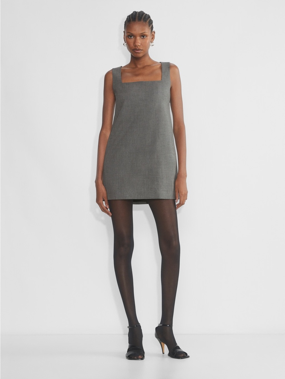 Babaton Prestige Grey Square-Neck Mini Dress